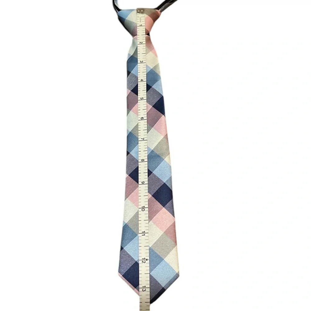 EUC Tommy Hilfiger Size 8-10 years Pink & Blue Plaid Zipper Tie